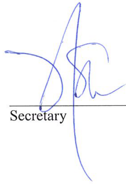 Signature of Secretary