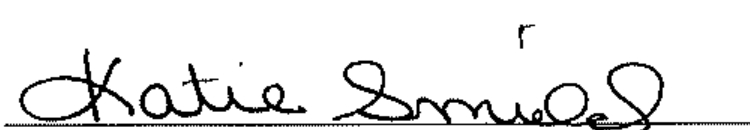 Signature of Secretary Katie Smirles