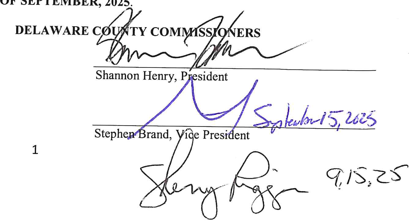 Delaware County Commissioners’ signature block