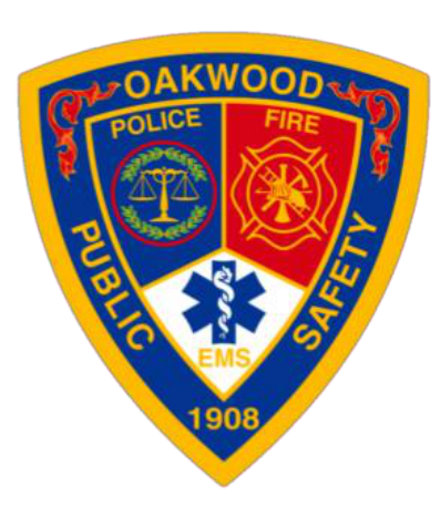 Oakwood Public Safety Badge - Police, Fire, EMS 1908