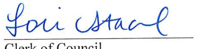 Signature of Clerk of Council Lori Staal