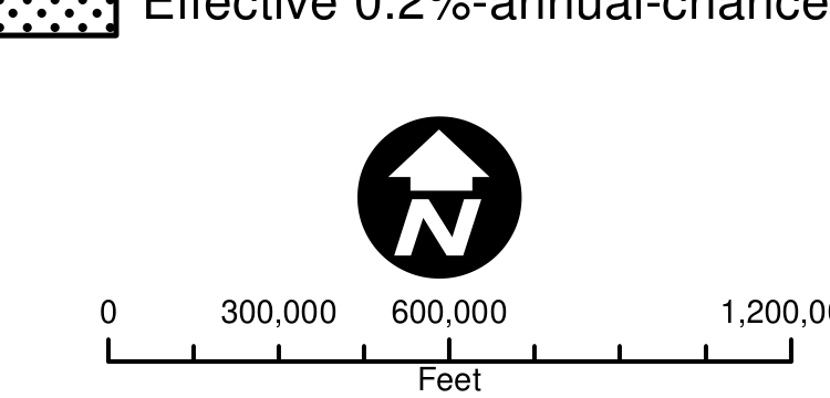 Scale: 0 to 1,200,000 Feet and North Arrow