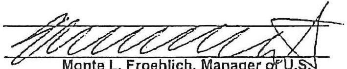Signature of Monte L. Froehlich