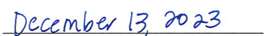 Handwritten date: December 13, 2023