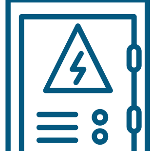 Icon of an electrical panel with a warning symbol