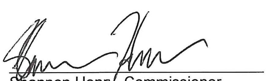 Handwritten signature of Shannon Henry on the approval line