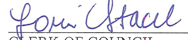 Signature of Clerk of Council Lori Stacel