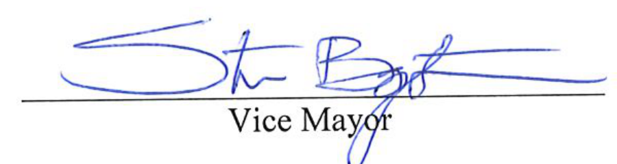 Signature of Vice Mayor Steve Byington