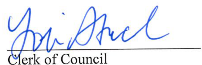 Signature of Clerk of Council Jodi Stock