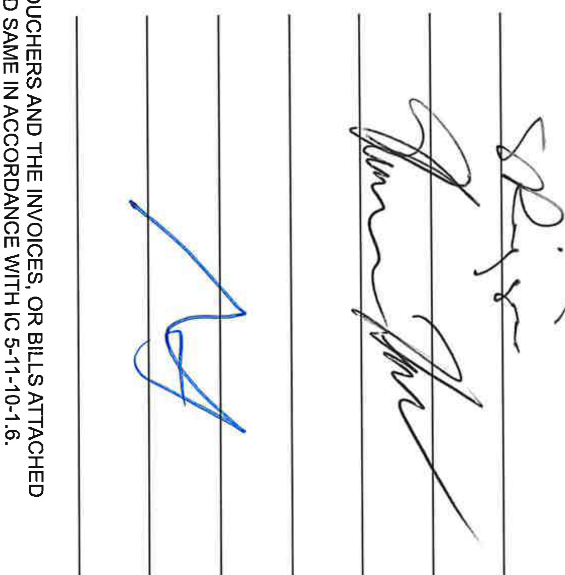 Board member signatures approving vouchers on register lines