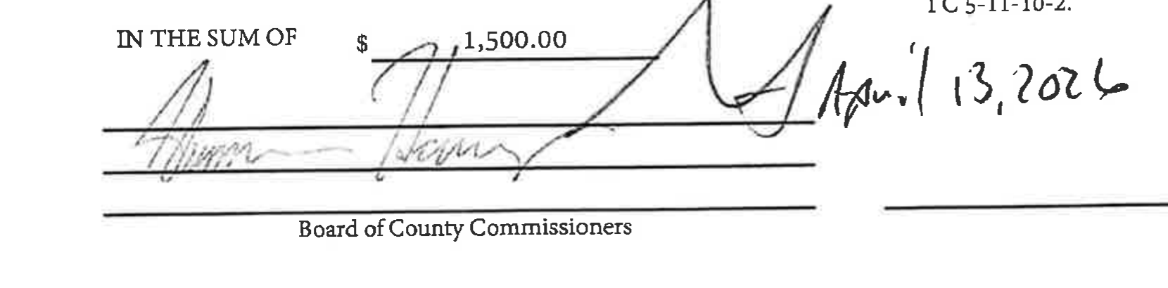 Signatures of Board of County Commissioners and handwritten date April 13, 2026