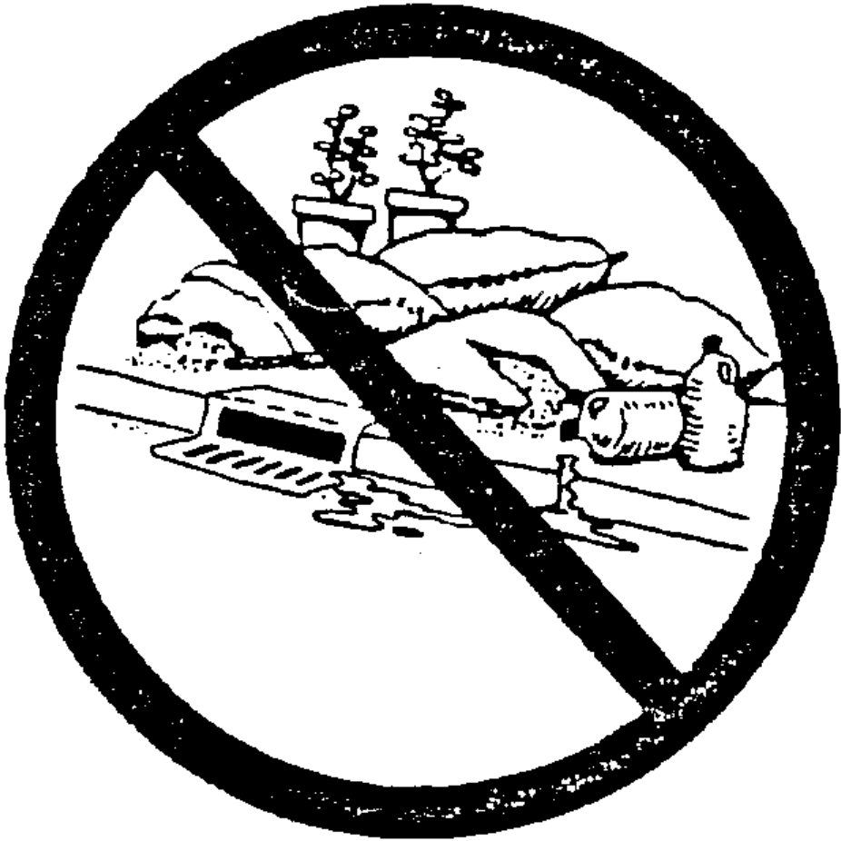 Prohibited: Saw cutting slurry entering a storm drain.