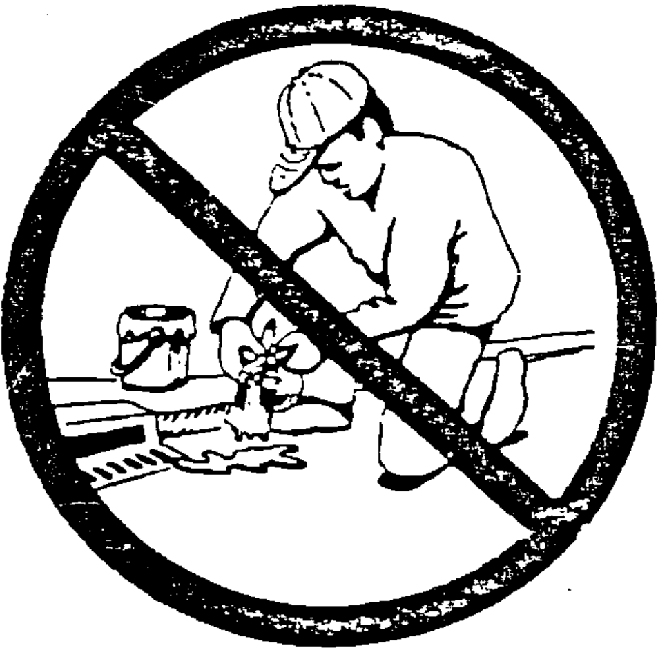 Prohibited: Unsecured soil and containers near a storm drain.