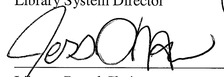 Handwritten signature of the Library Board Chair