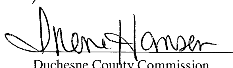Handwritten signature for the Duchesne County Commission