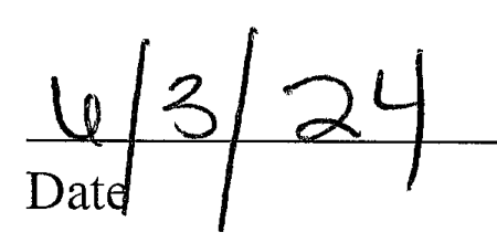 Handwritten date 6/3/24