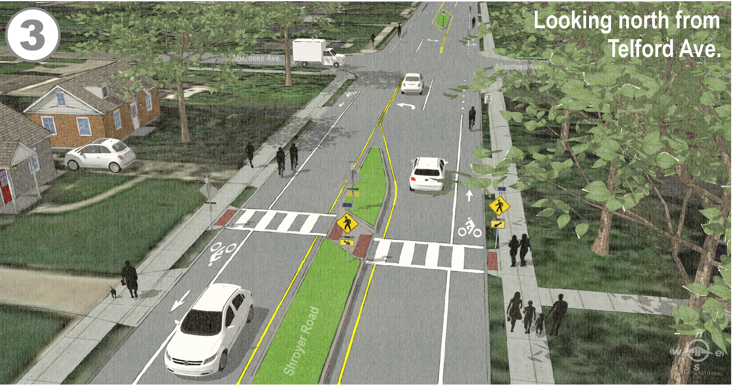 Panel 3: Looking north from Telford Ave.