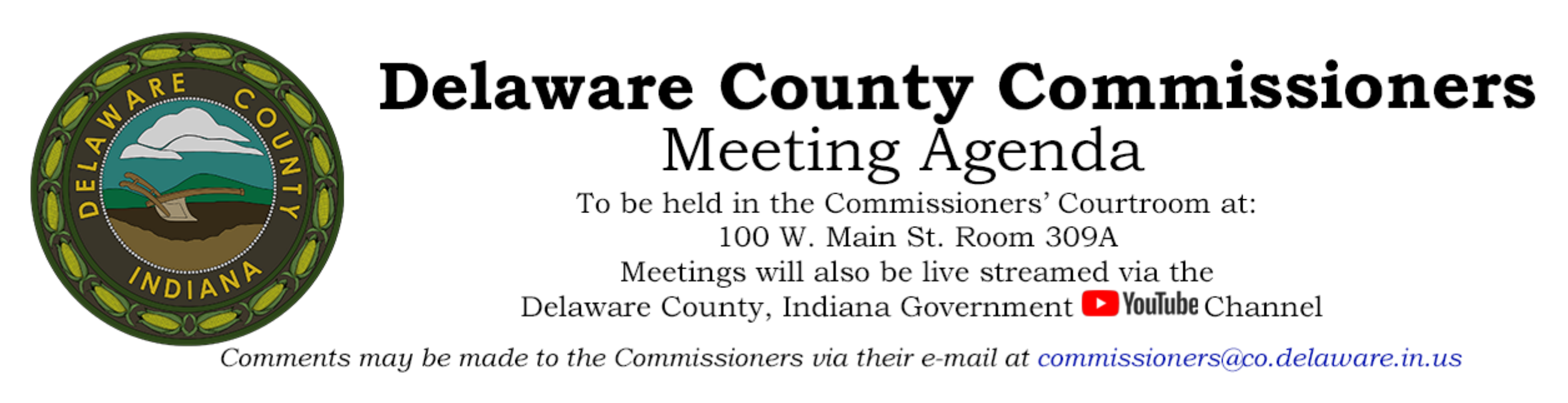 Delaware County Commissioners Meeting Agenda Logo and Header Info
