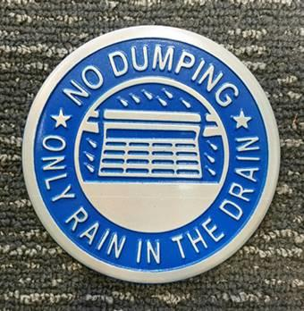 No Dumping Placard: Only Rain in the Drain