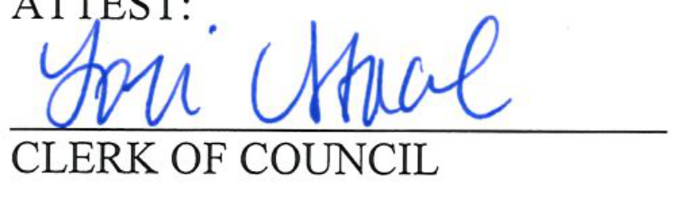Signature of Clerk of Council