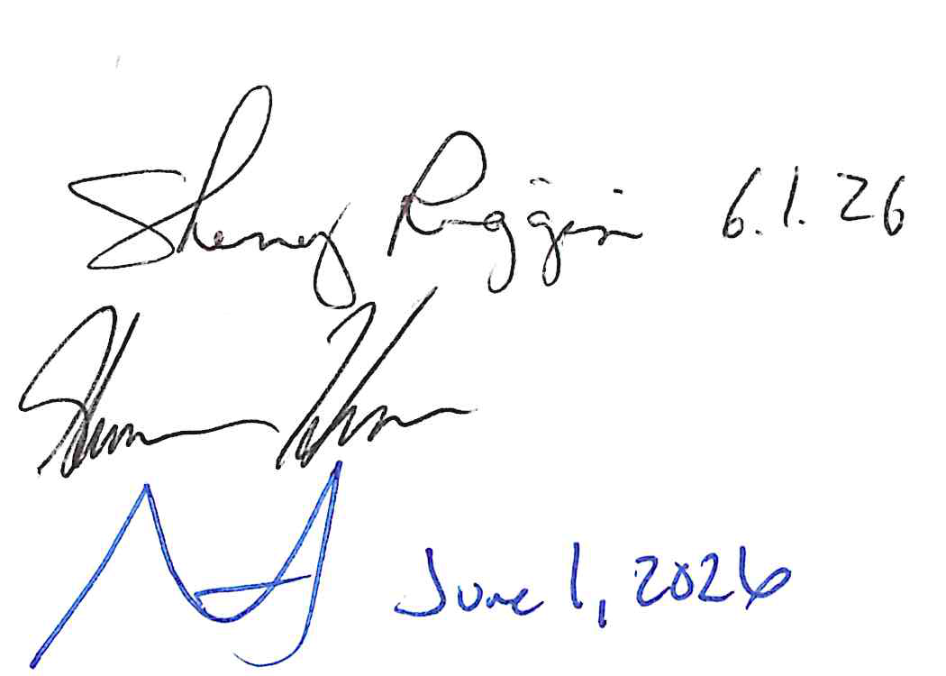 Handwritten signatures and dates