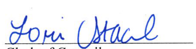 Signature of Lori Staal, Clerk of Council