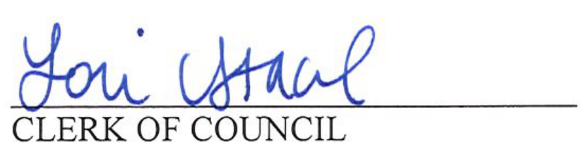 Signature of Clerk of Council Lori Staal