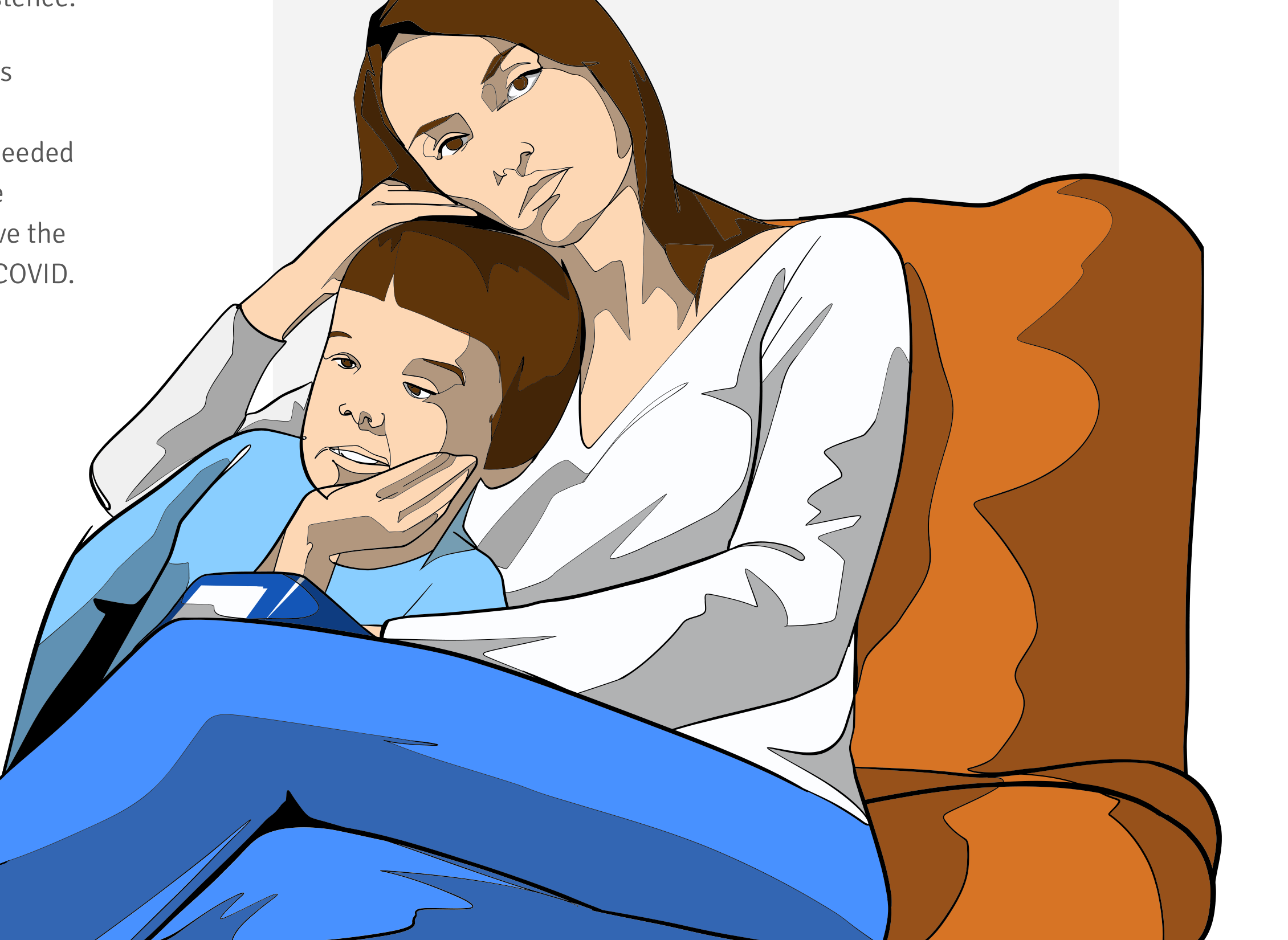 Illustration of a mother holding a child
