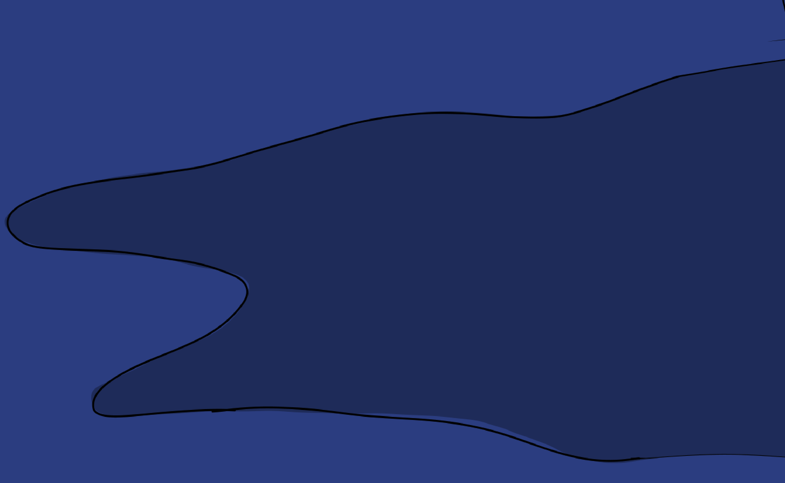 Decorative dark blue organic shape in the bottom right corner