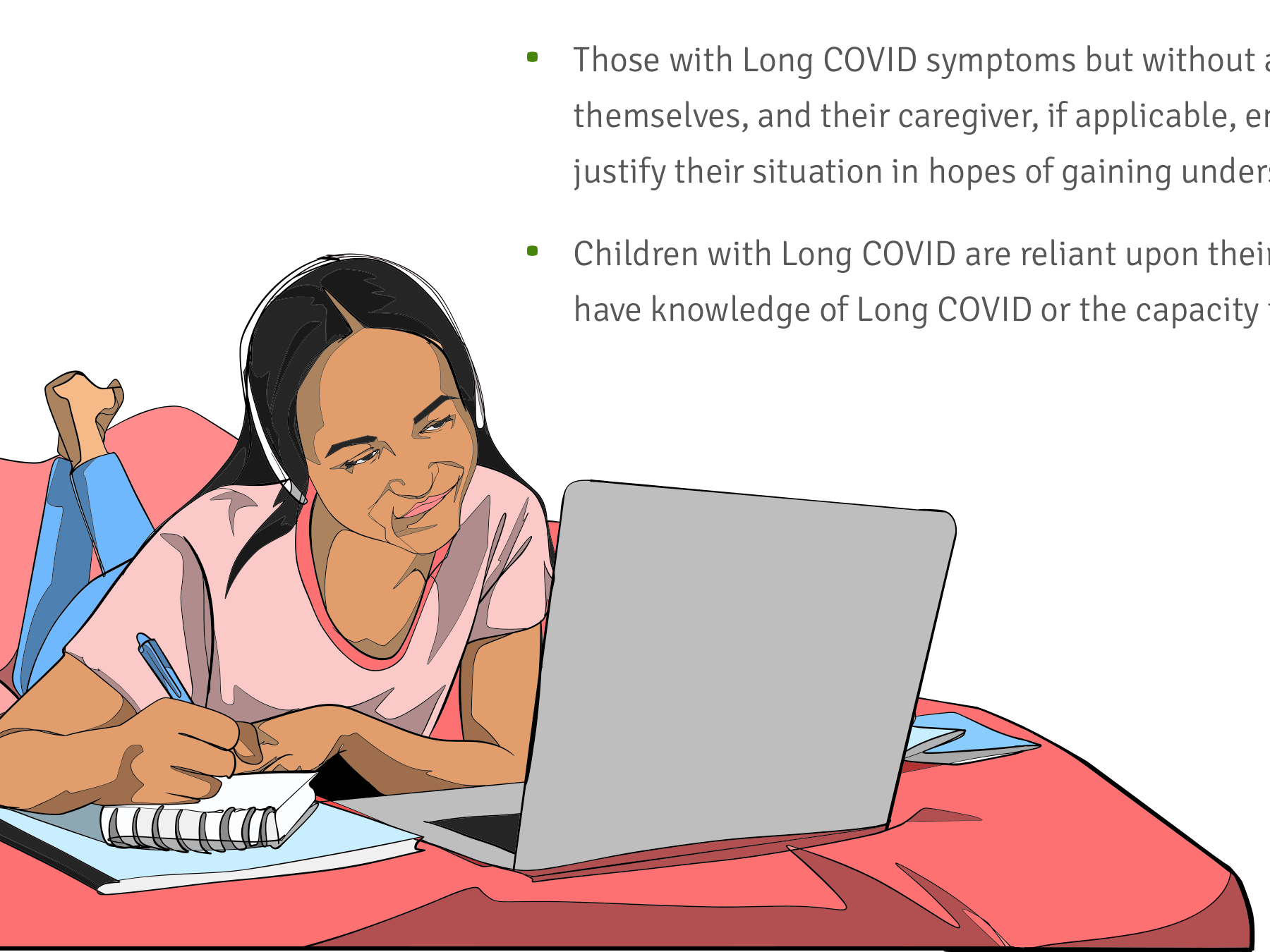 Illustration of a student studying at a desk with a laptop.