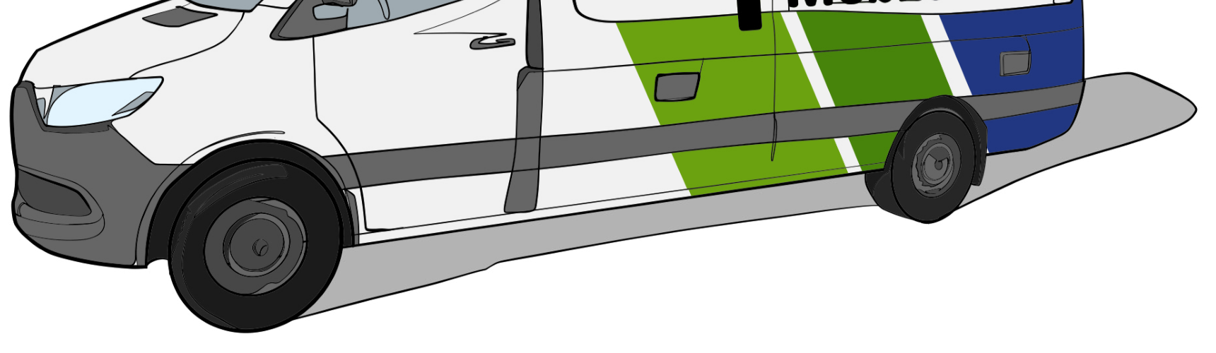 Illustration of a Long COVID Mobile Clinic van