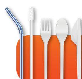 Plastic straws and cutlery icon