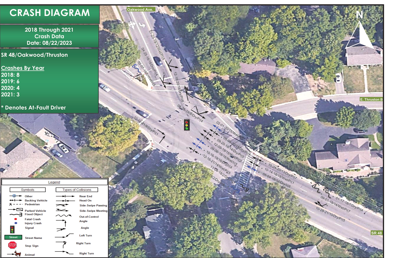 Crash Diagram 2018 through 2021 aerial map and crash statistics