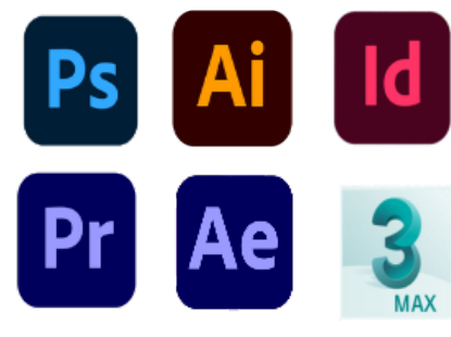 Adobe Photoshop, Illustrator, InDesign, Premiere Pro, After Effects, 3ds Max