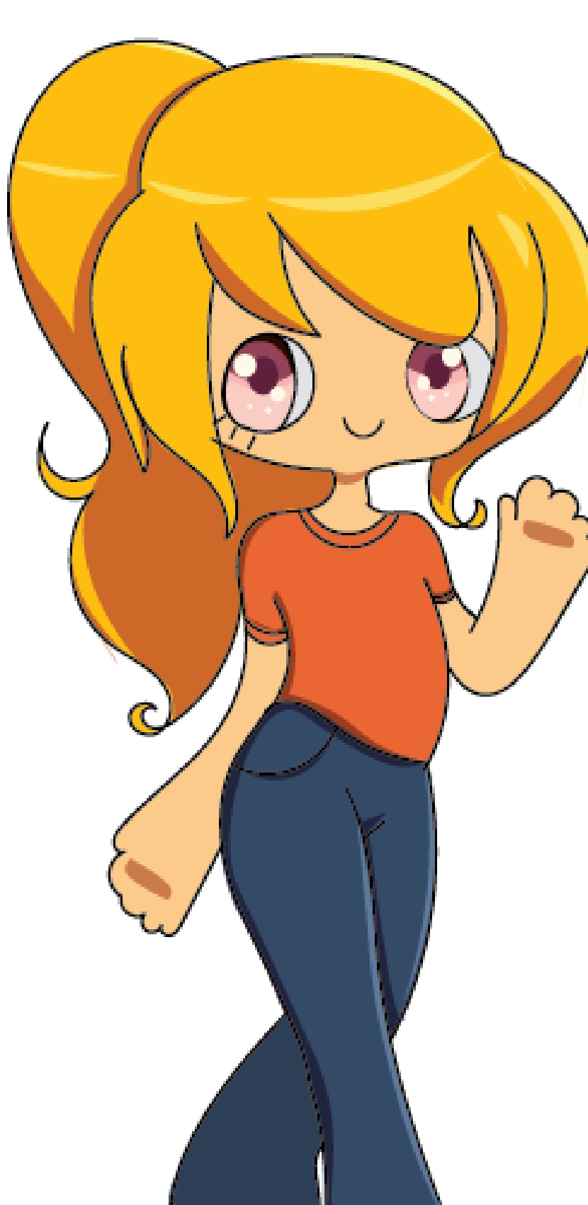 Anime character mascot waving