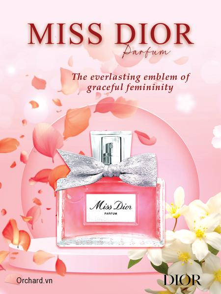 Miss Dior Parfum poster - Pink version with flowers