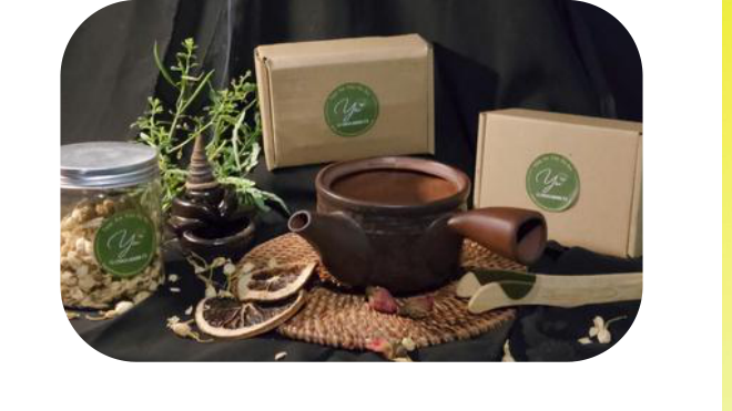 Clay teapot with accessories and gift packaging boxes
