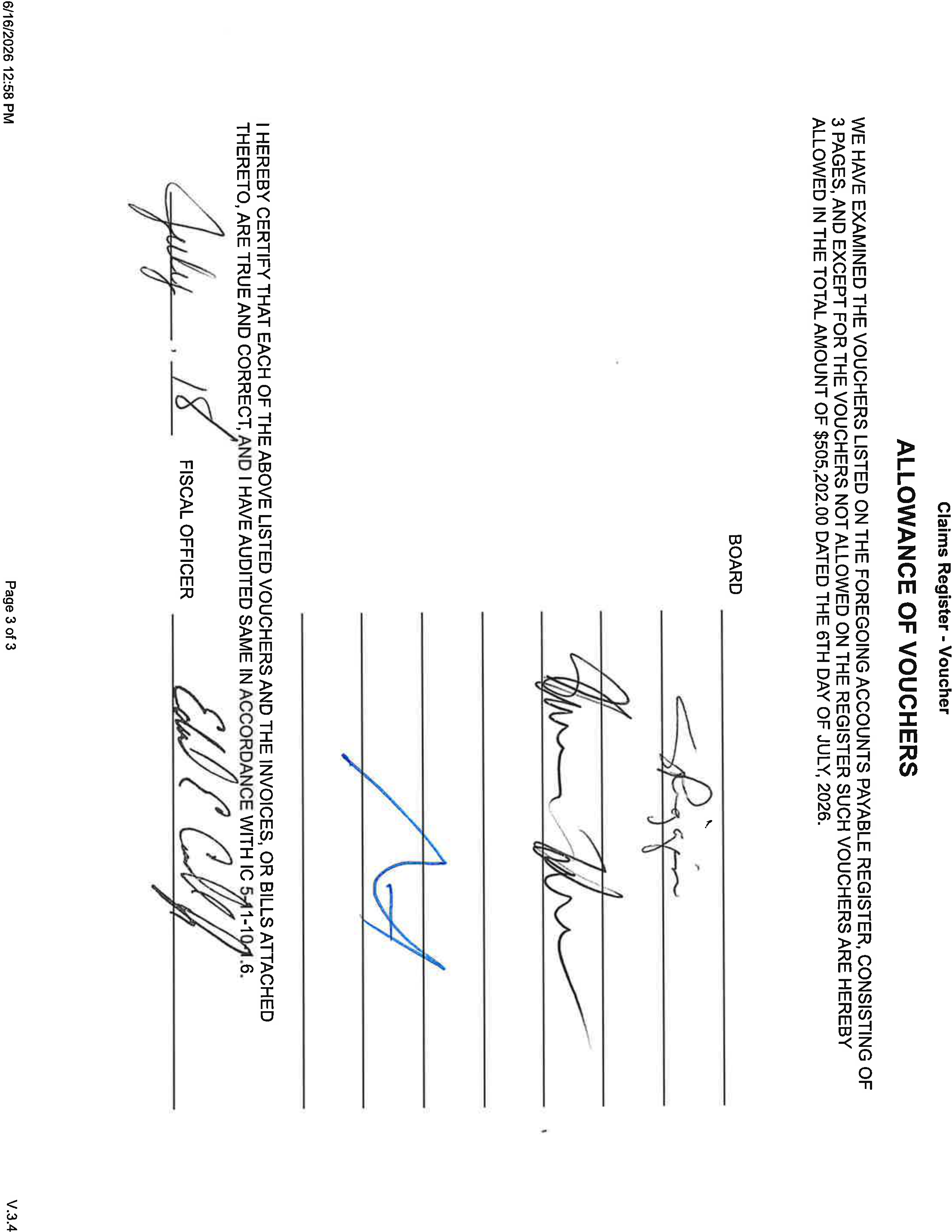 Scanned Claims Register - Voucher document image