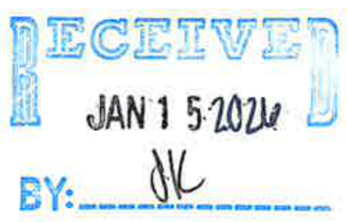 Received stamp: JAN 15 2026 BY: JK