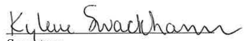 Signature of Kylene Swackhamer, Secretary