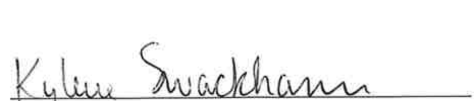 Signature of Kylene Swackhamer