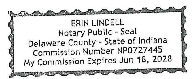 Notary Public seal for Erin Lindell