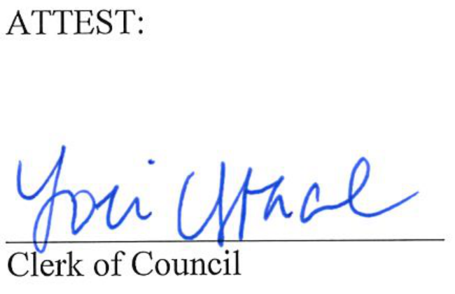 ATTEST: Clerk of Council Signature