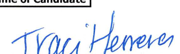 Handwritten Candidate Name: Traci Herrera