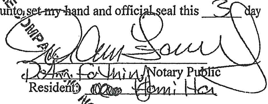 Signature of Notary Public DeAnn Farthing, Resident of Hamilton County