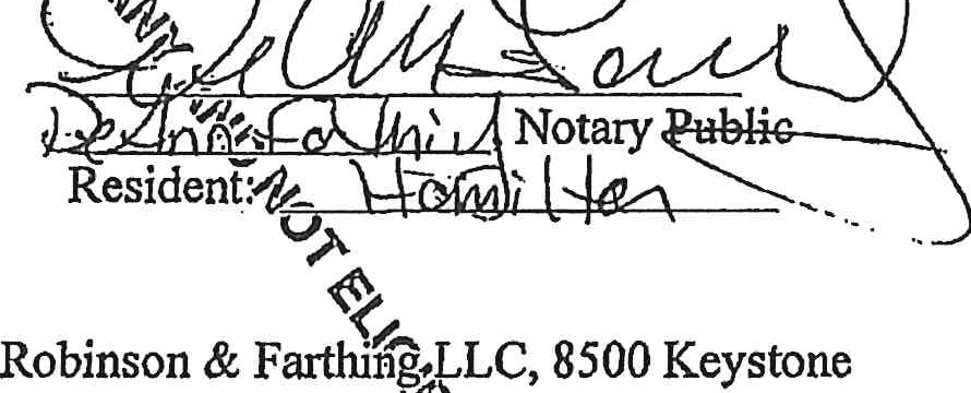Signature of Notary Public DeAnn Farthing and Hamilton County residency