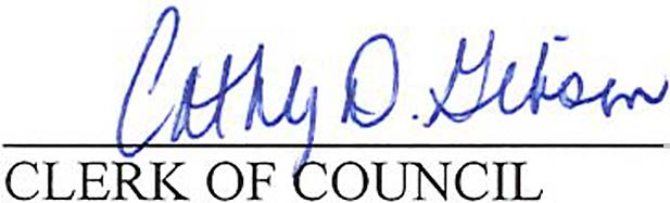 Signature of Cathy D. Gibson, Clerk of Council
