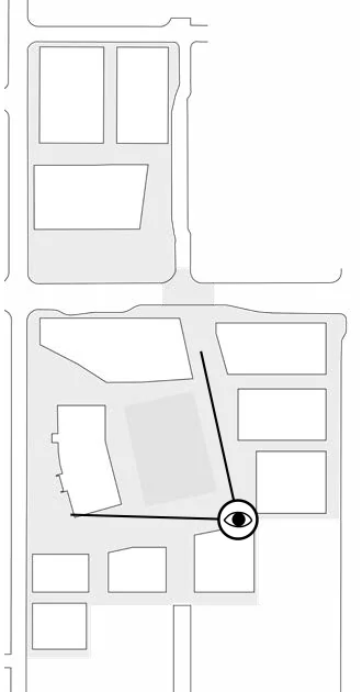 Site map locator showing the position and viewpoint of The Neighborhood Field within the neighborhood layout