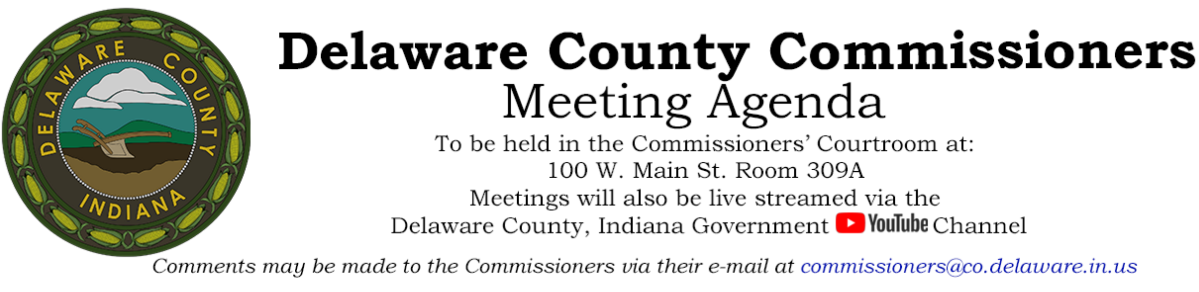 Delaware County Commissioners Meeting Agenda Header