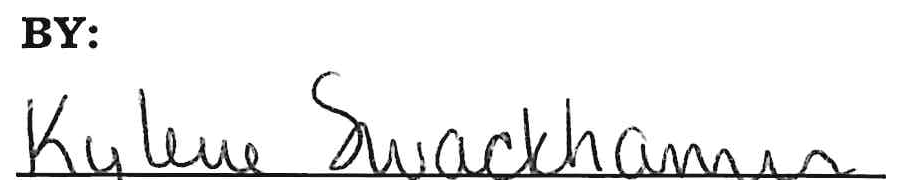 Signature of Kylene Swackhamer